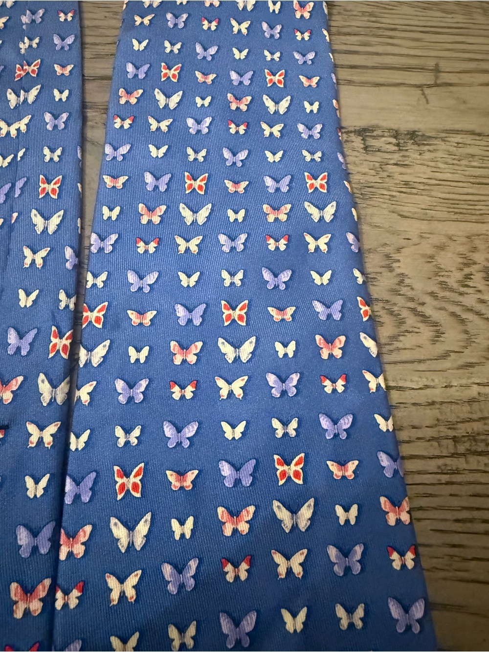 Robert Talbott Purple-Blue Tie with Red and White Butterfly Motif - Picture 5 of 5